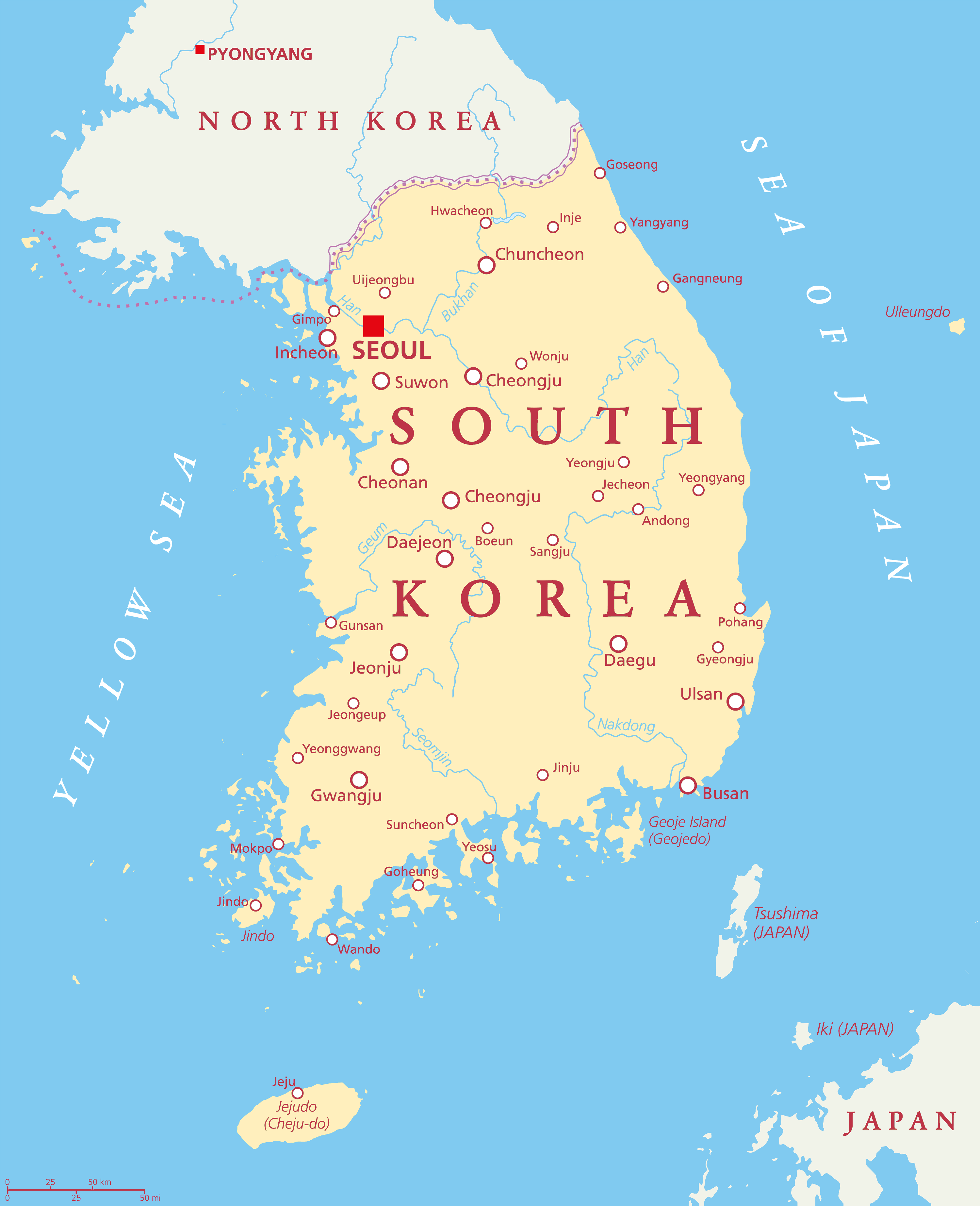 Printable Map Of South Korea