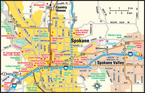 Spokane Map, Washington