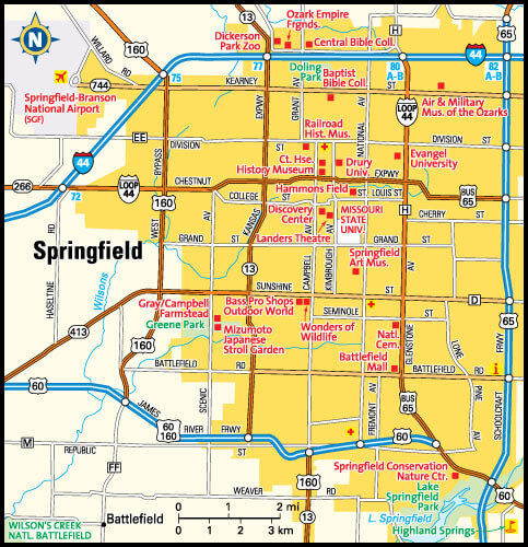 Springfield Map, Missouri