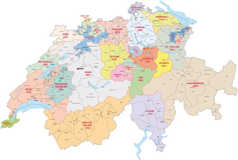 Switzerland Administrative Map