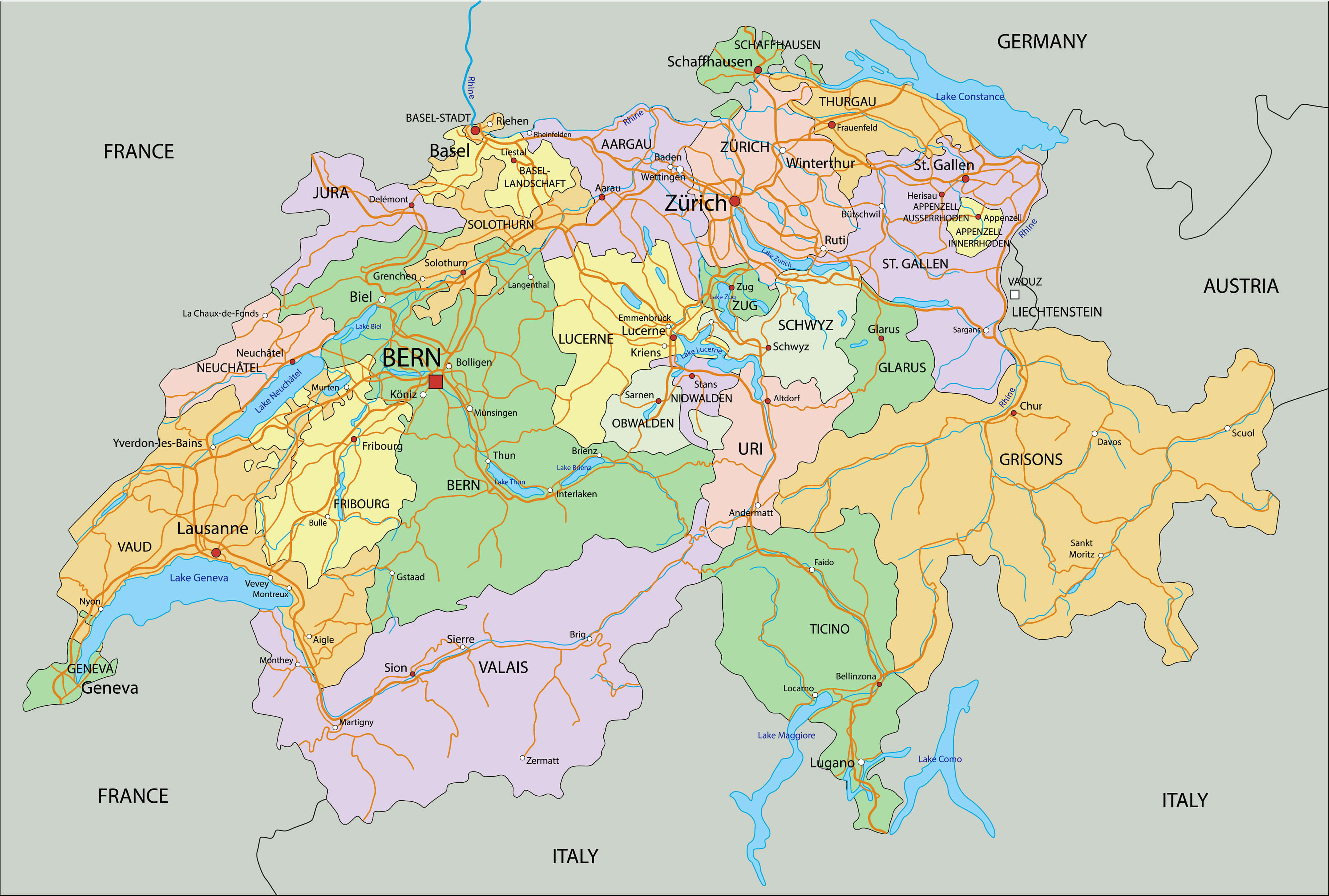 Switzerland Map - Guide of the World