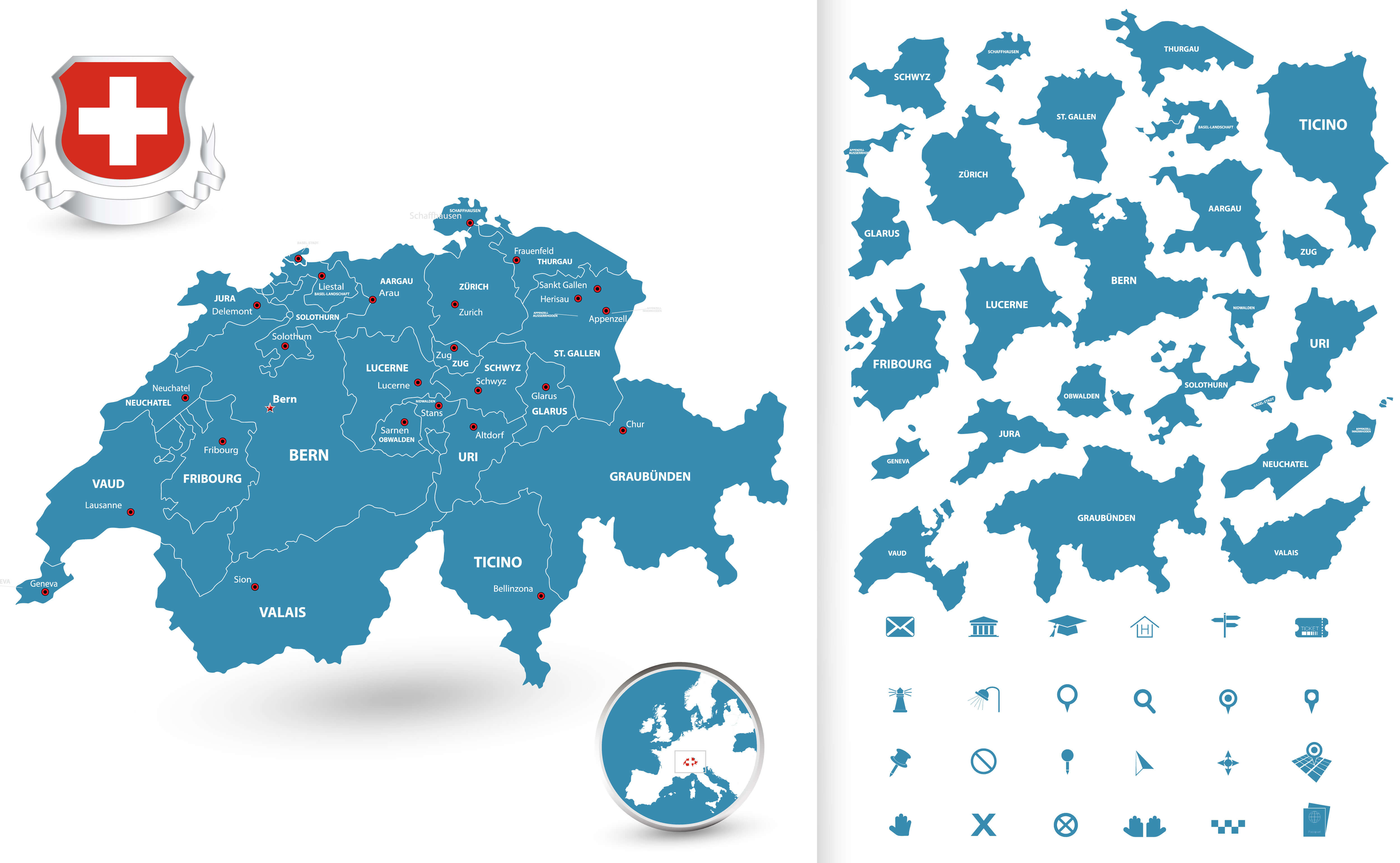 Switzerland Regions Map