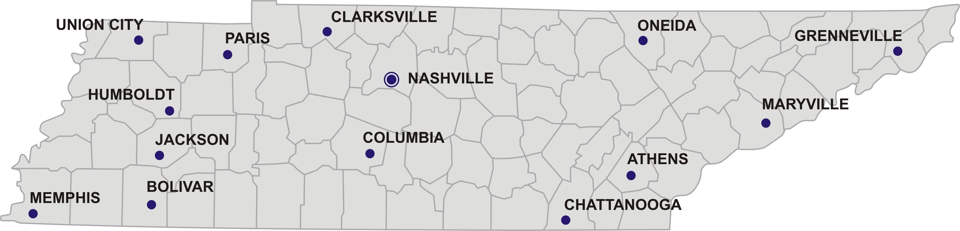 Tennessee Cities Map