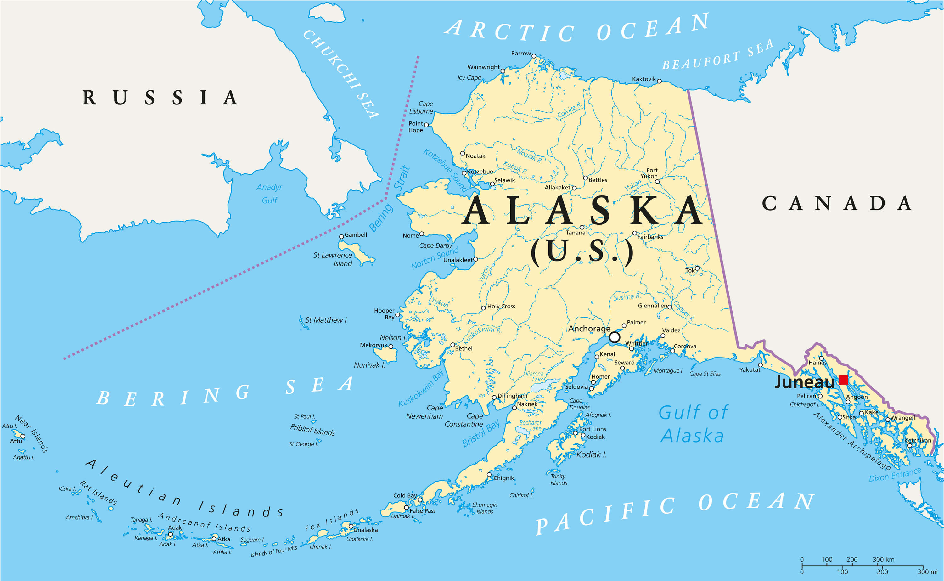 US State Alaska Political Map