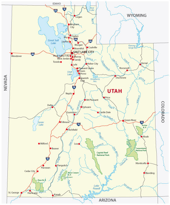 Utah national park Map
