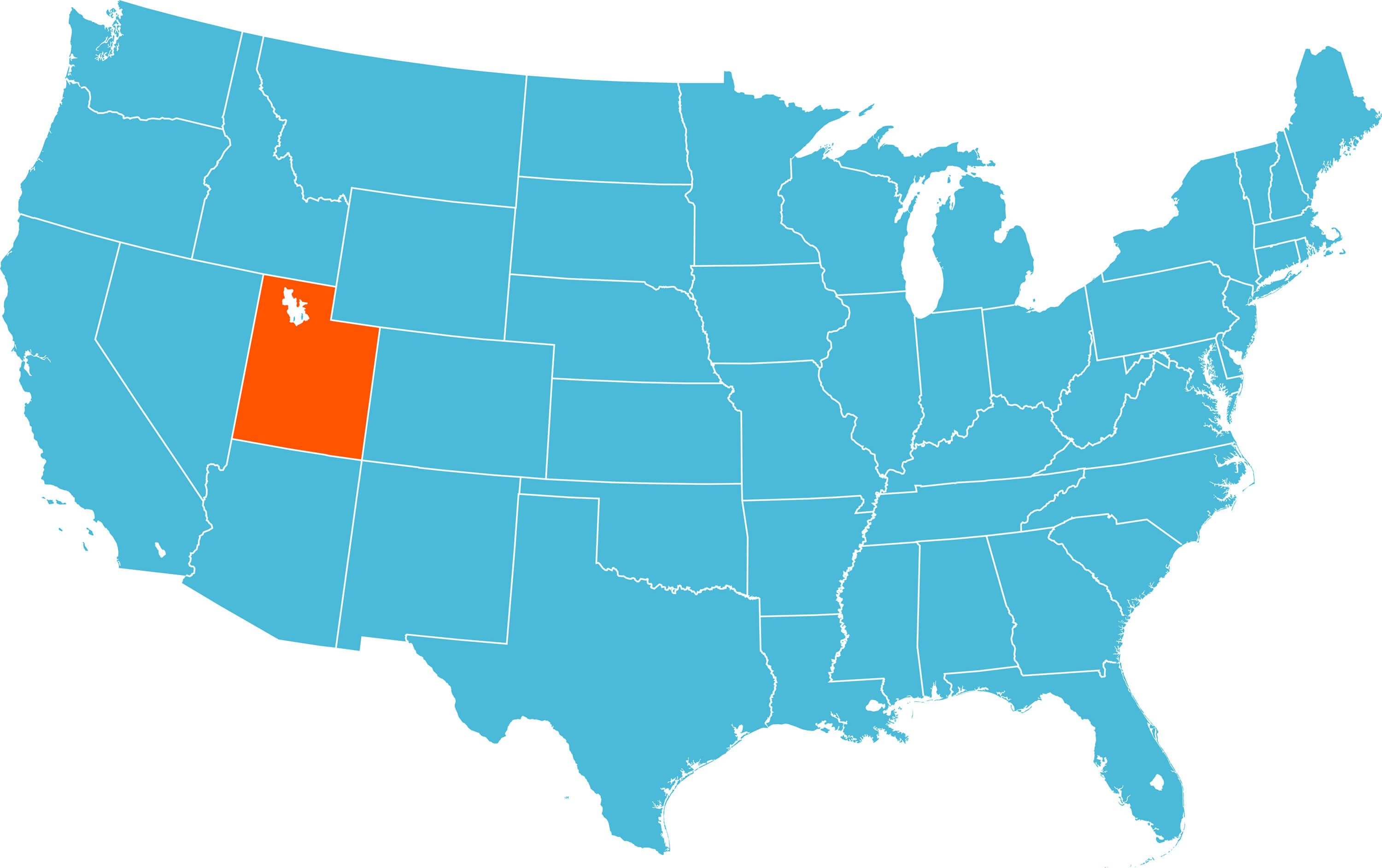 Utah State Map, USA