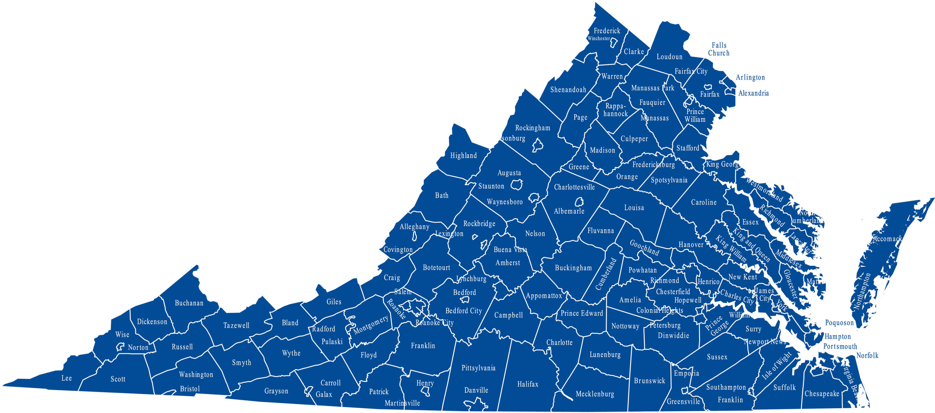 Virginia blank Map, US