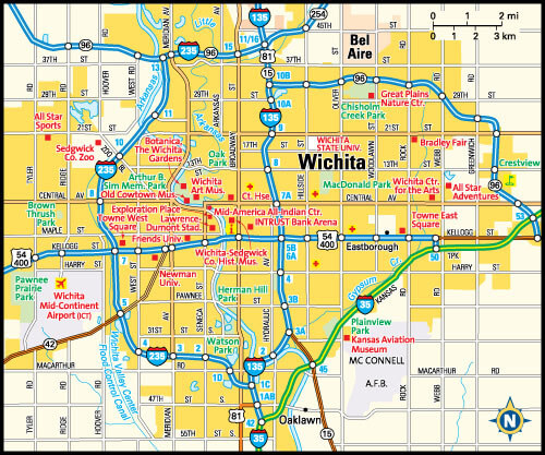 Wichita Map, Kansas