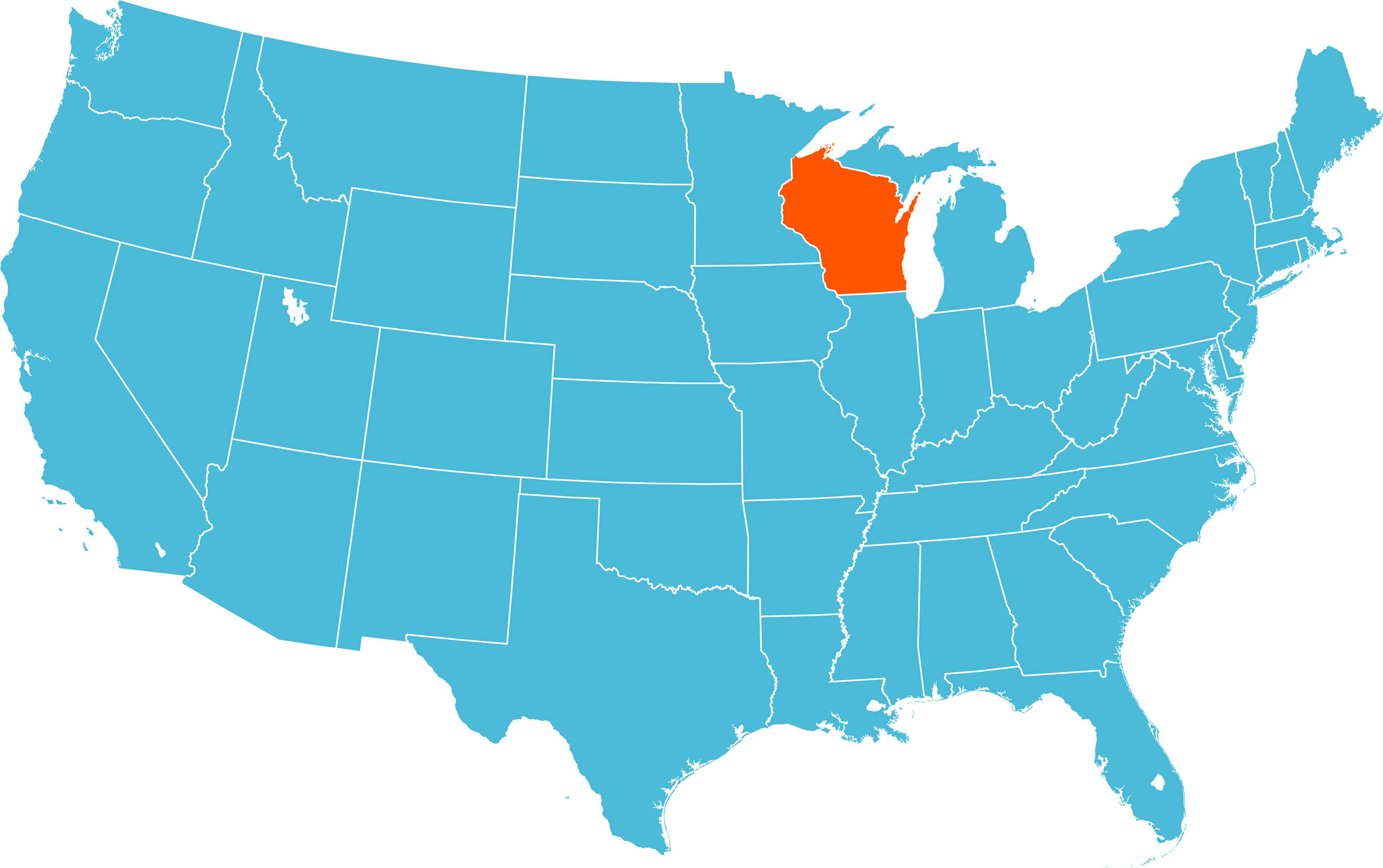 Wisconsin Location Map, US