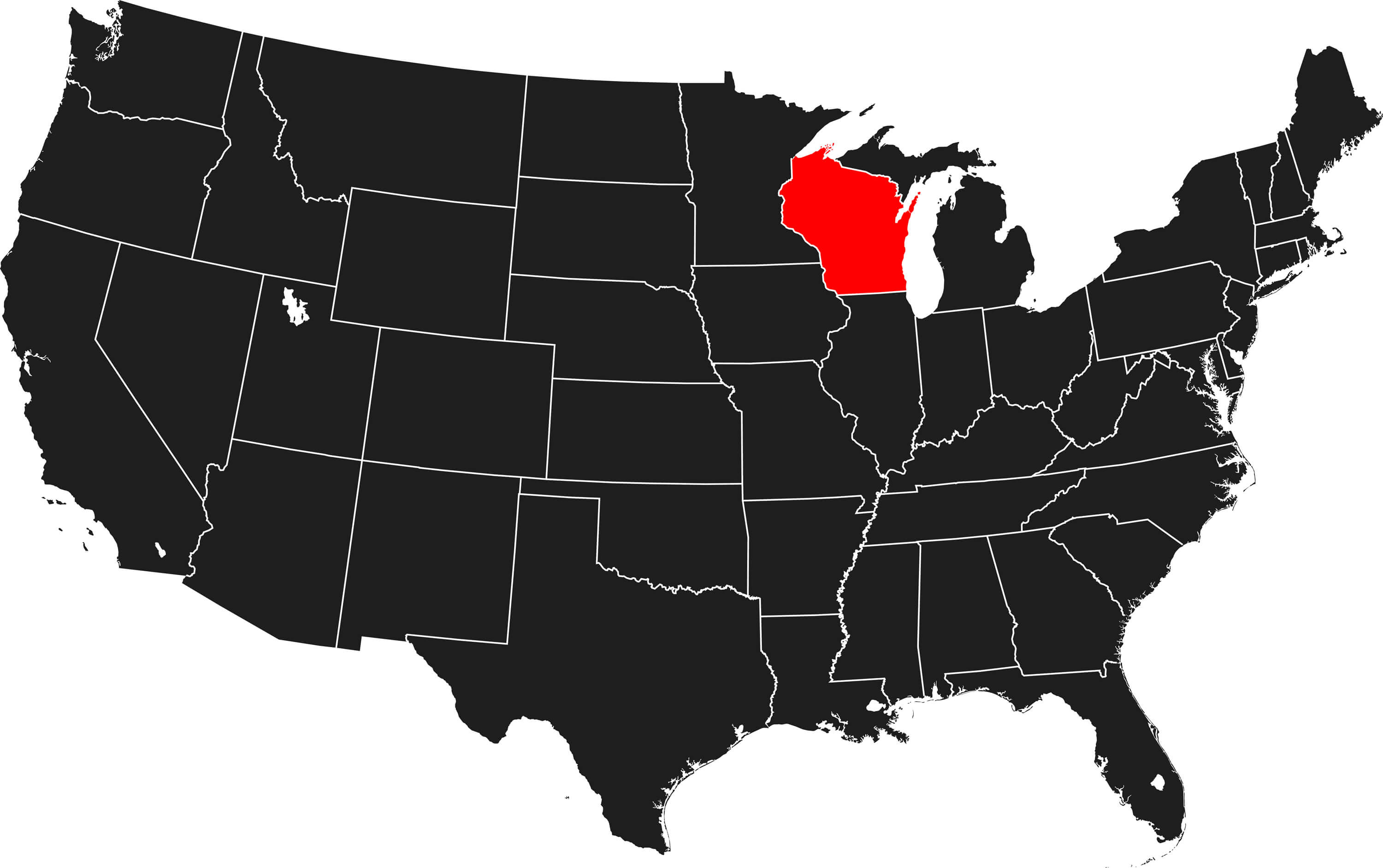 Wisconsin Map, US State Borders