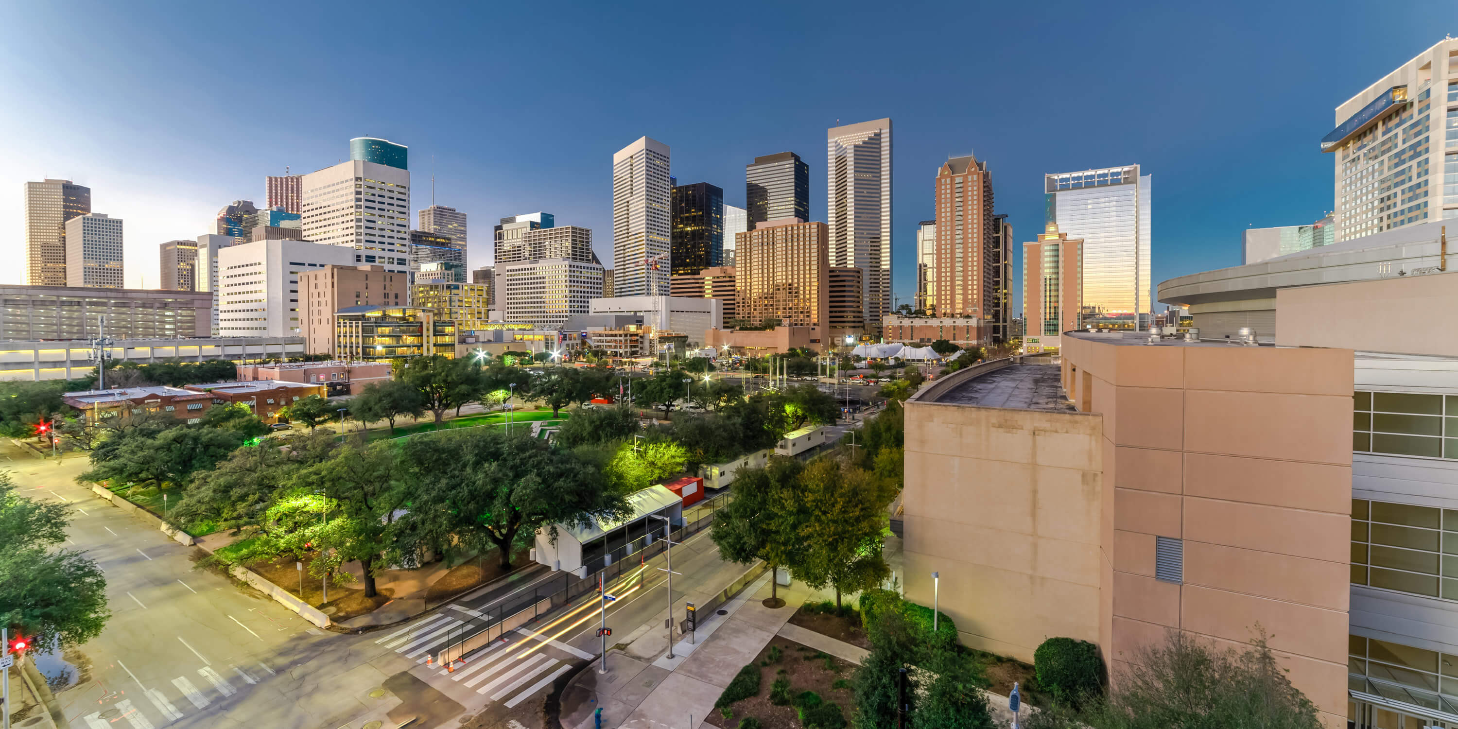 Aerial view downtown Houston