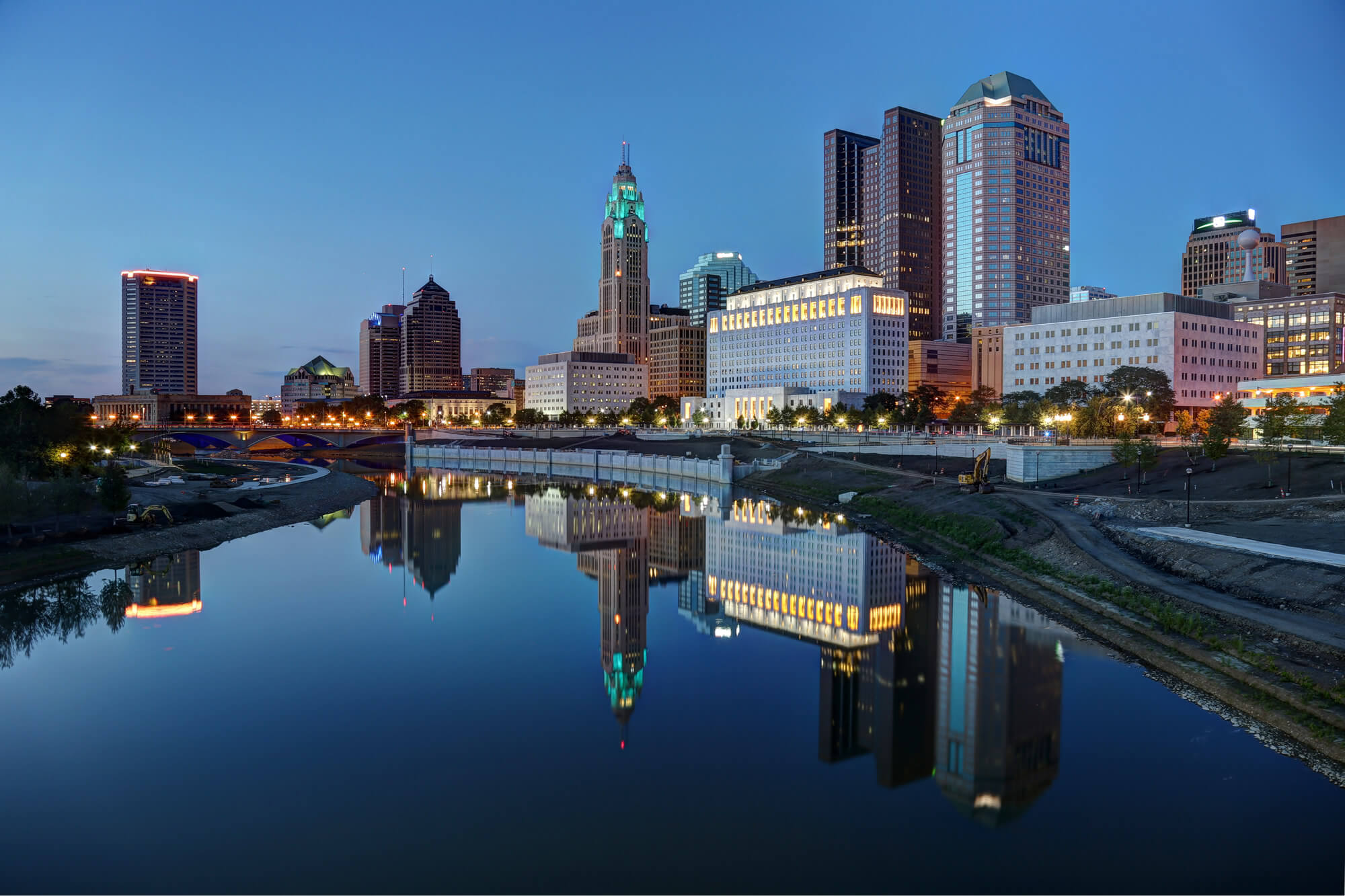 Scioto River and Columbus Ohio skyline