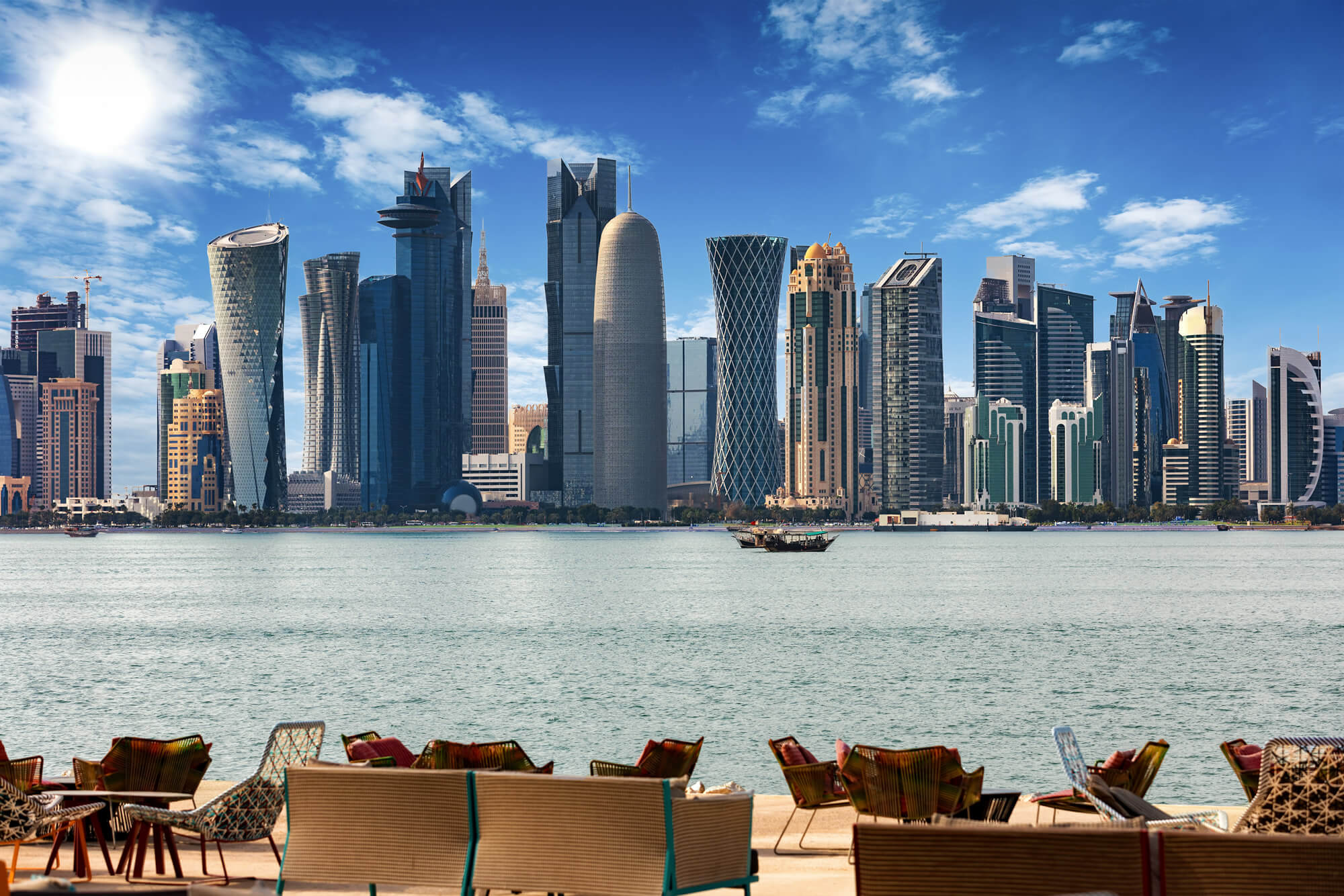 The skyline of Doha, Qatar