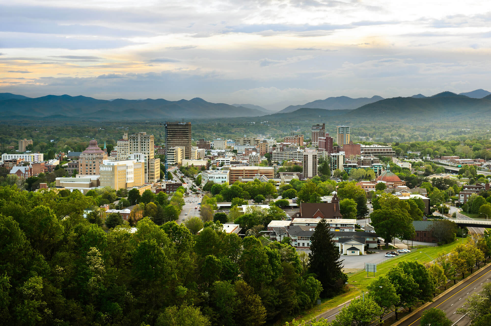 The skyline of downtown Asheville