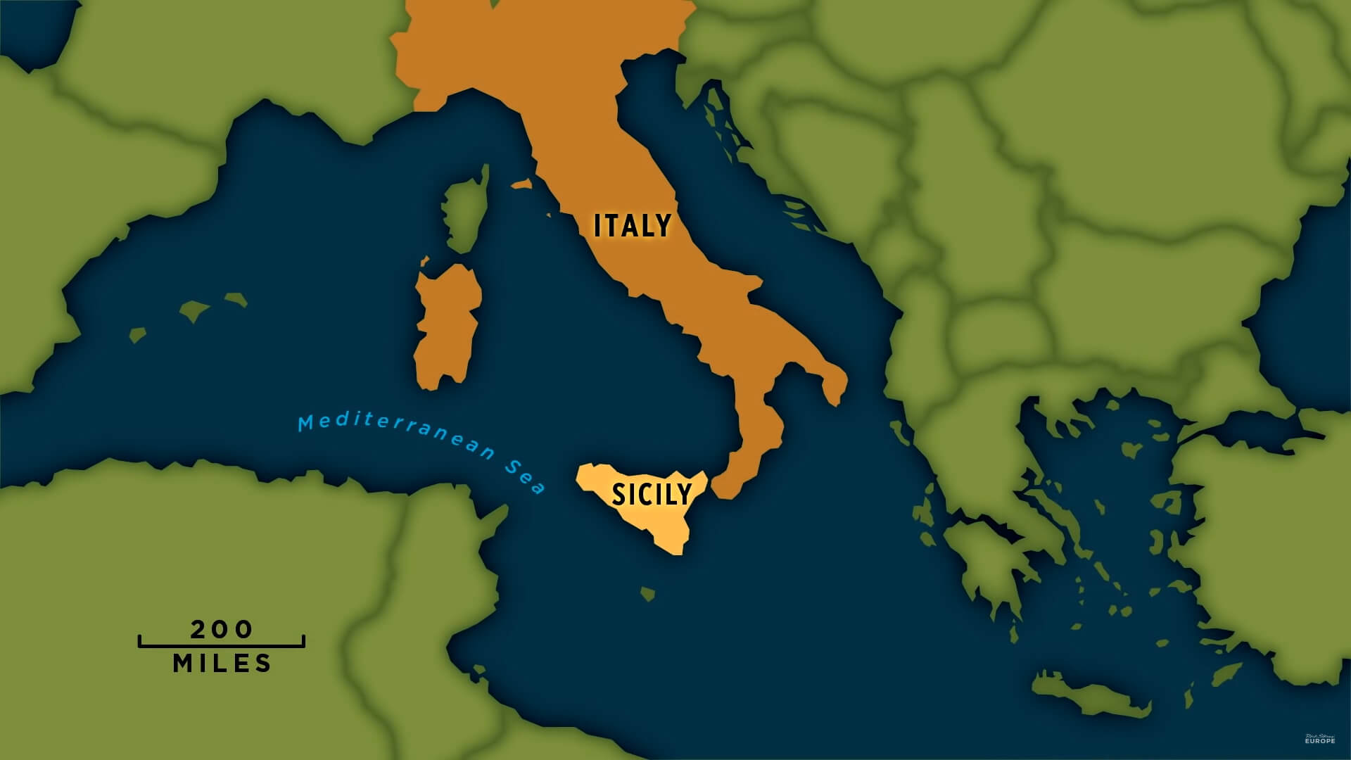 Sicily Tourism Map, Italy